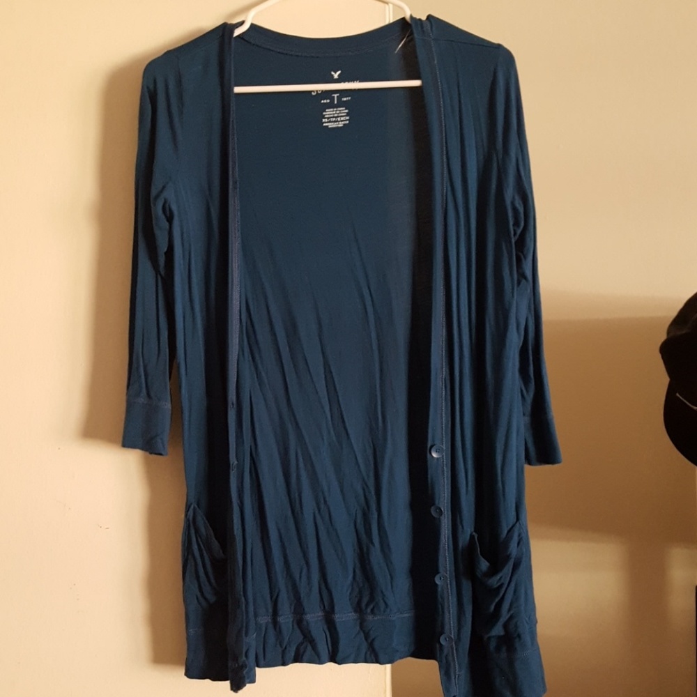 Light weight blue button down cardigan